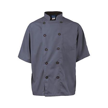 KNG 2XL Men's Active Slate Short Sleeve Chef Coat 2124SLBK2XL